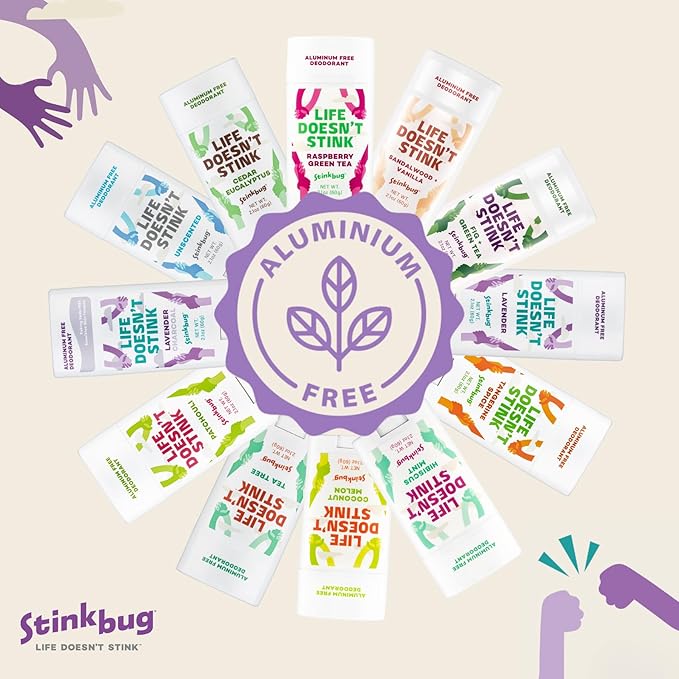 Stinkbug Naturals Organic Aluminum Free Travel Size Deodorant Stick with Amber Sage, Coconut Oil and Activated Charcoal, 0.75 Ounce Pack of 3
