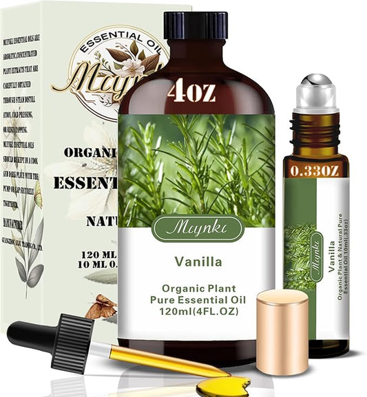 Vanilla Fragrance Oil-Vanilla Essential Oil 4.33oz (130ml)-100% Pure Natural Scent for Diffusers, Candles, Soap Making & Aromatherapy-Relaxing Home & Gift Essential Oil for Bath, Massage