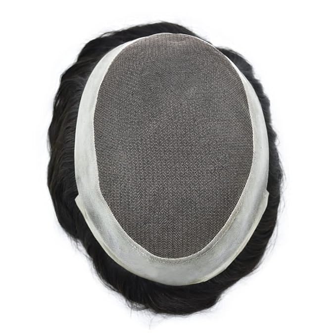 FACE MIRACLE Hair System for Men French Lace Mens Toupee Human Hair Replacement System Lace with PU Toupee for Men Male Hair Piece Wigs 8"X10" 1B# OFF BLACK