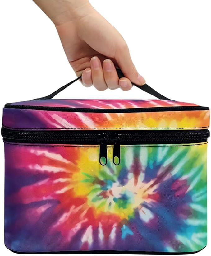 JoyLamoria Tie Dye Print Toiletry Bag Lightweight Cosmetic Bag Women Girls Makeup Case Pouch