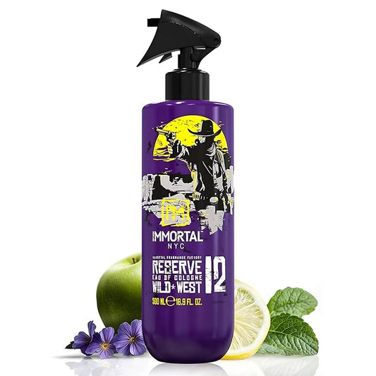 Immortal NYC Reserve 12 Wild West, After Shave Spray Body/Face Men's Cologne,17oz, Exclusive Barbers, Softens Skin, Refreshes, Disinfects and Relieves Face and Skin, Moisturizing Formula After Shaving