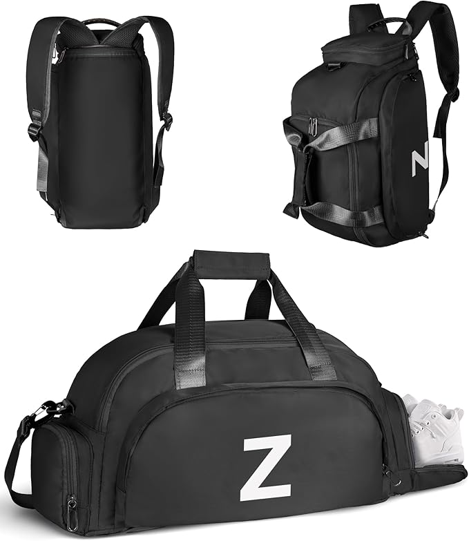 Teenage Girl Gifts 12-16, Initial Gym Bags with Shoe Compartment, Dance Bag for Girls, Monogram Kid Overnight Bags, Ballet Sport Gymnastics Cheer Travel Duffle Tote (Letter Z)