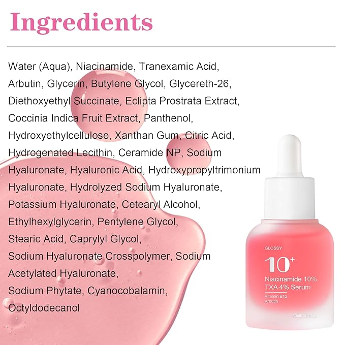 TXA 4% + Niacinamide 10% + Arbutin 2%, Hyaluronic Acid, Hydrating and Clarifying Facial Serum for Smooth, Radiant Looking Skin, Uneven Tone Care (30ml /1.01 fl.oz)