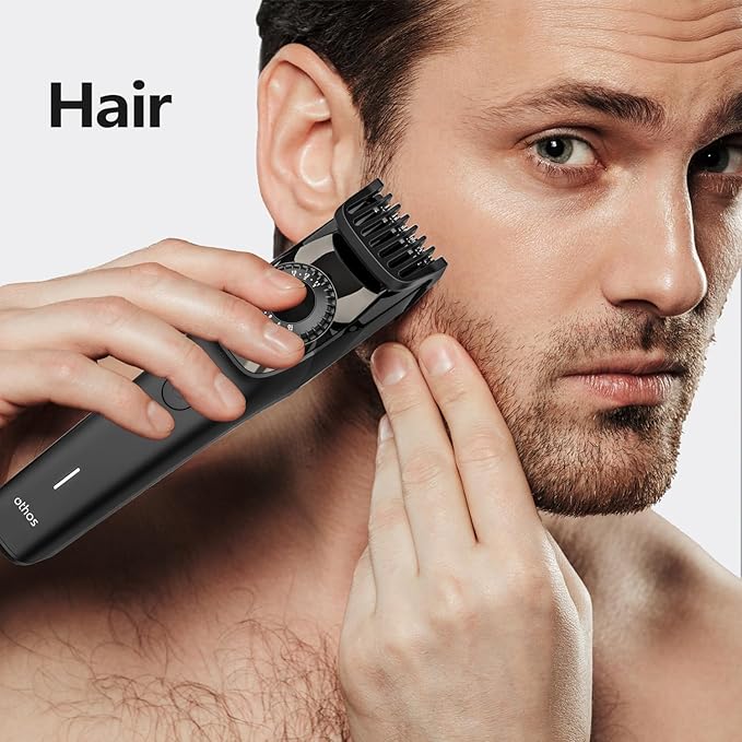 othos Hair Beard Trimmer,Cordless with Adjusting Wheel, USB Type C Rechargeable, 2 Guide Combs,Cleaning Brush