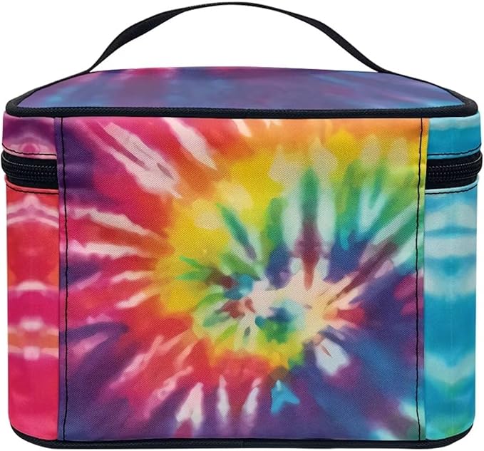 JoyLamoria Tie Dye Print Toiletry Bag Lightweight Cosmetic Bag Women Girls Makeup Case Pouch