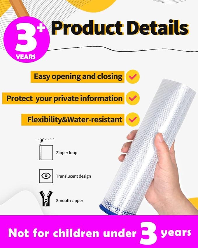 SUNEE Mesh Zipper Pouch 9.2x12.5 in (Black, 24 Packs),Extra Large Water-Resistant Zip Bag for School Office Supplies, Puzzles & Games Organizing Storage