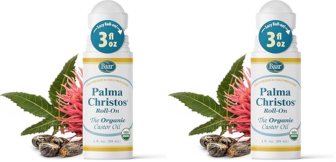 Baar Palma Christos Roll-On, Organic Castor Oil 3 oz (Pack of 2)
