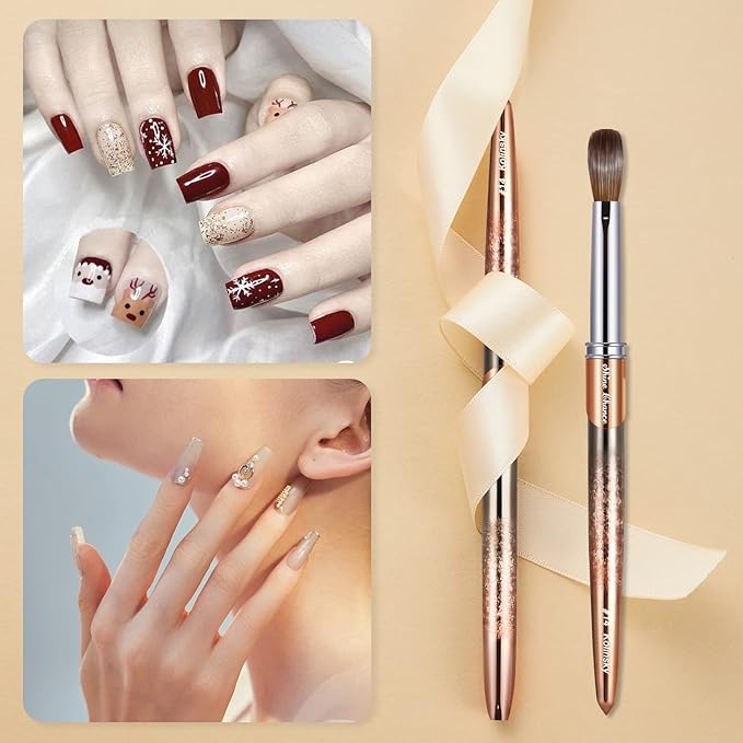Acrylic Nail Brush Size 14, 100% Real Kolinsky Art Nail Brush for Acrylic Powder Application, Handmade Women Manicure Nail Extension Tool for Professional DIY Home Salon and Beginners