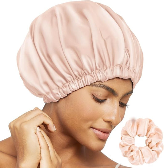 Satin Bonnet Silk Bonnet for Sleeping Women Double Layer Hair Bonnet Wrap Sleep Cap Gifts for Women Curly Hair