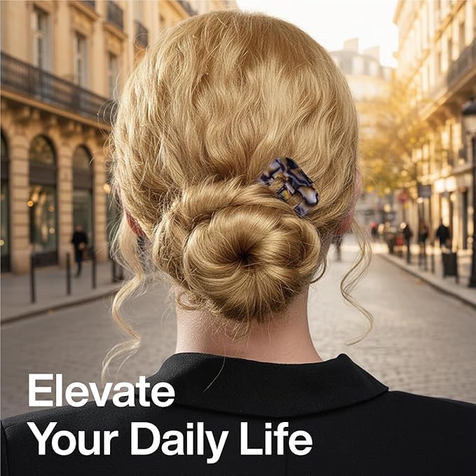 Large French Hair Pins for Women, 3-Prong French Pins for Thick Hair, U Shaped Hair Forks, French Twist Hair Pin Clips, Updo Hair Sticks for Buns, 2 Pcs (Tortoise, Brown)