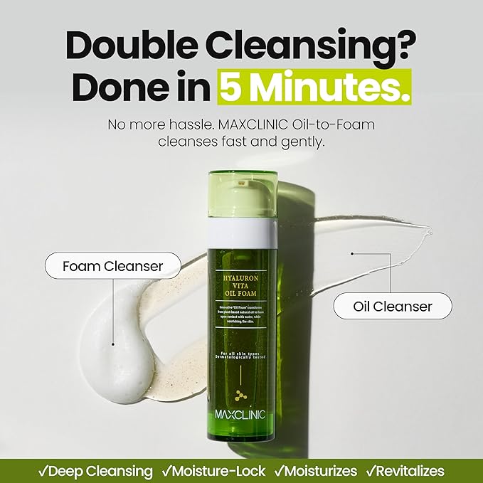 [K-Beauty] Hyaluron Vita Oil to Foam - All-in-One Korean Face Wash OilBased Foaming Facial Cleanser - Pore Minimizing & Blackhead Remover - Makeup Deep Cleansing Oil for Dry Skin (3.88 fl oz)