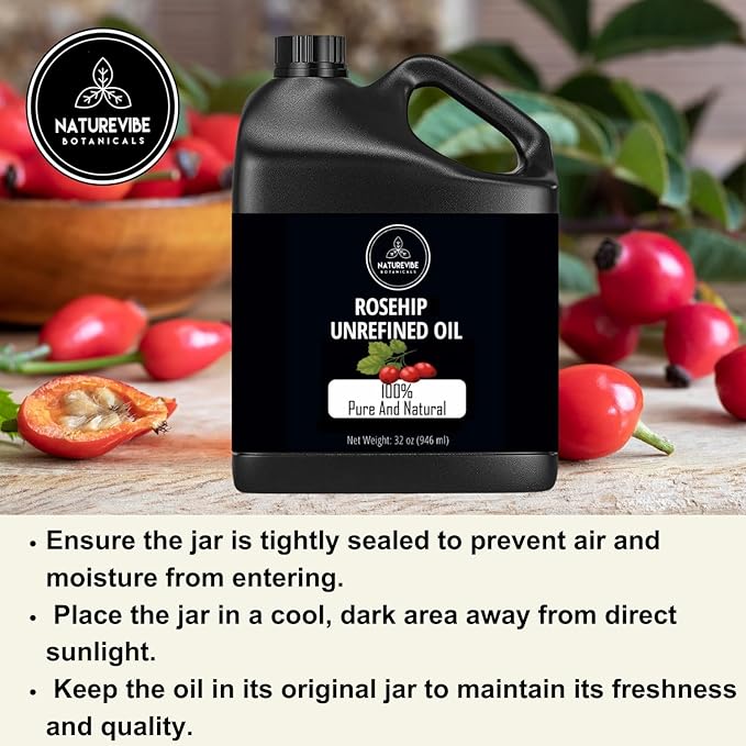 Naturevibe Botanicals Rosehip Oil 32 Ounces | 100% Pure and Natural | Great for Skin Care and Hair Care
