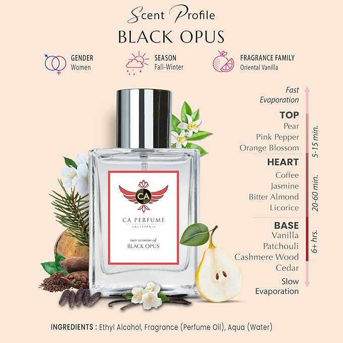 CA Perfume Impression of Black Opus For Women Replica Version Fragrance Dupes Eau de Parfum Spray 1.7 Fl Oz/50ml-X1