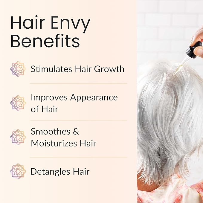 Vitality Extracts Hair Envy - Natural Hair Growth Serum - 100% Pure Essential Oils, 15 Plant Extracts, No Synthetics, No Parabens - Strengthen Hair, Minimize Breakage, Stimulate Follicles