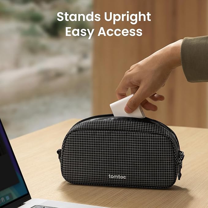 tomtoc Electronics Organizer Travel Case Performance, Water Resistant Bag Cable Tech Pouch Accessories, Carry Storage for Cord, Phone, Cables, Airpods, USB Flash Drive, Daily Items