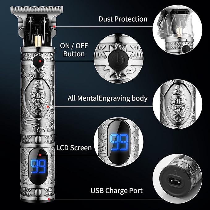 Hair Clippers for Men with Replacement Blade, Professional Hair Trimmer for Barber, T-Blade Edgers Clippers, Close-Cutting Trimmers, Cordless Clippers for Hair Cutting