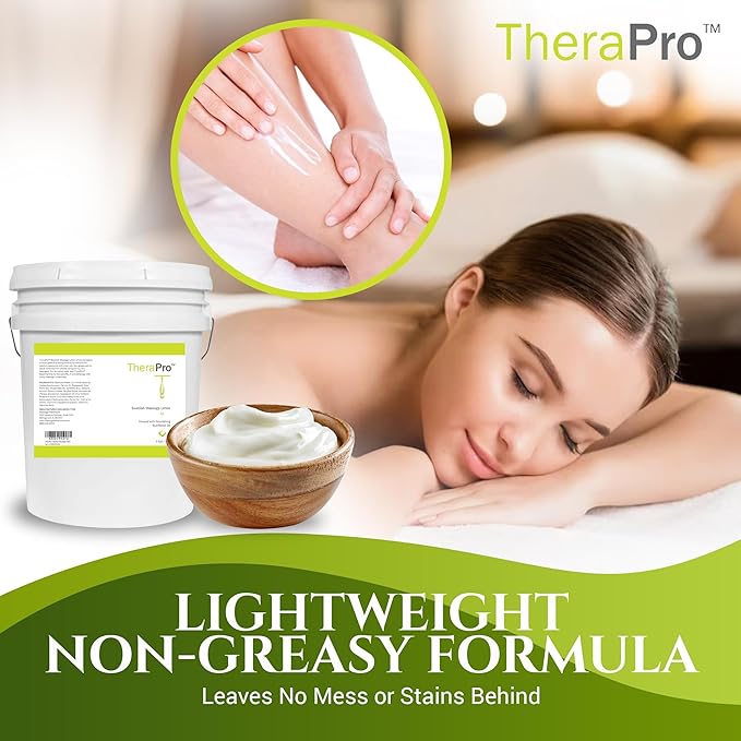 TheraPro Swedish Massage Lotion - 5 Gallon, Unscented, Water Dispersible, Deep Tissue, Smooth Glide