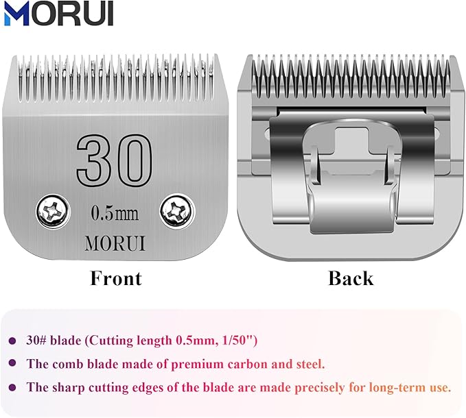 30 Cut Length 1/50"(0.5mm) Detachable Pet Dog Clipper Blades UltraEdge Series Clipper Blades for Dog Grooming Compatible with Most Andis,Oster A5 Wahl KM Series Clippers