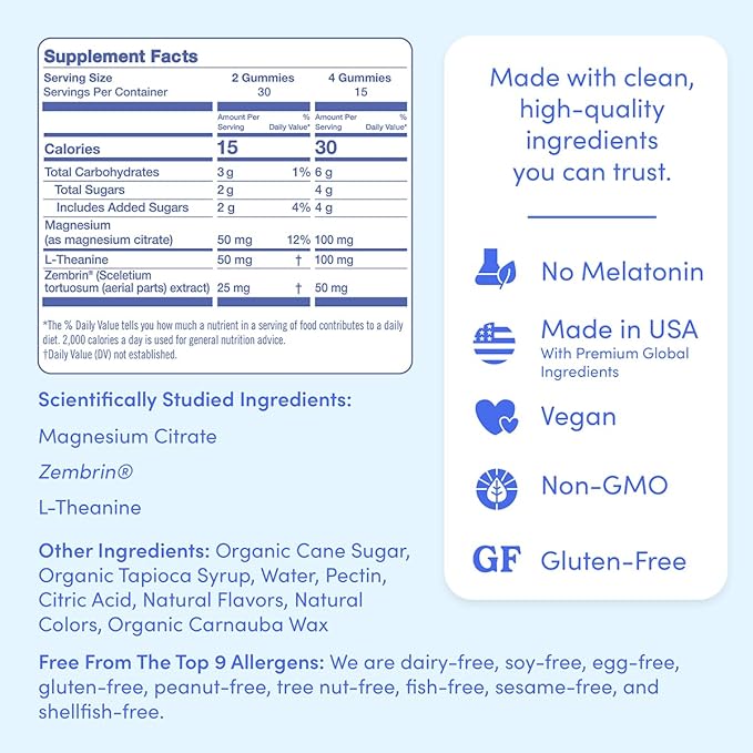 First Day Women’s Nighttime Reset Calming Magnesium Gummies – Sleep Aid Supports Peaceful Rest, Balanced Mood & Energy – Supplement with Magnesium Citrate, L-Theanine & No Melatonin – 30-Day Supply