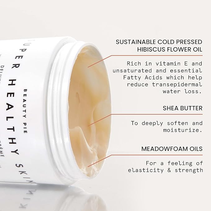 Beauty Pie Super Healthy Skin Deluxe Body Crème – Rich Hydration Body Butter with Cold-Pressed Hibiscus Oil, Hyaluronic Acid & Vitamin E – 8.45oz Nourishing Body Moisturizer for Dry & Mature Skin