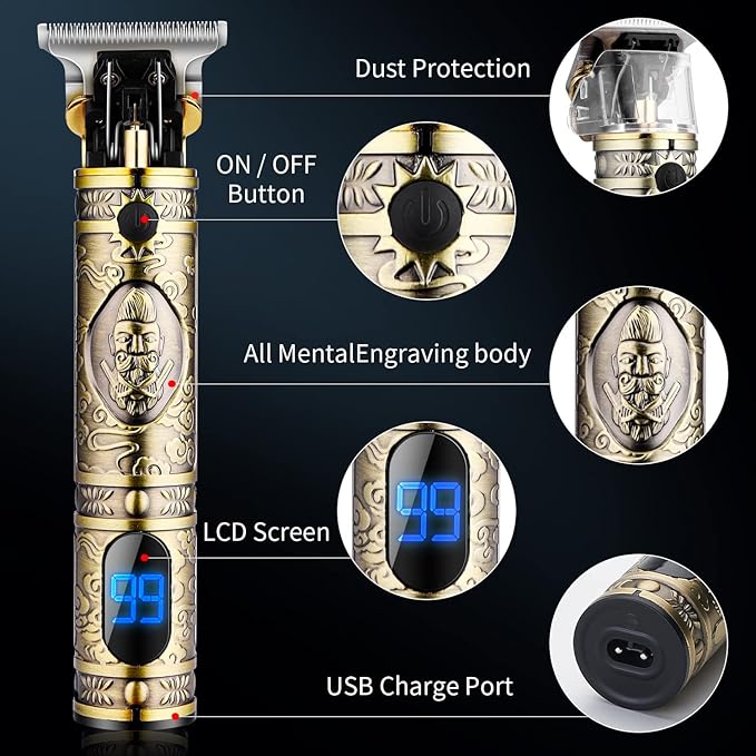 Hair Clippers for Men with Replacement Blade, Professional Hair Trimmer for Barber, T-Blade Edgers Clippers, Close-Cutting Trimmers, Cordless Clippers for Hair Cutting