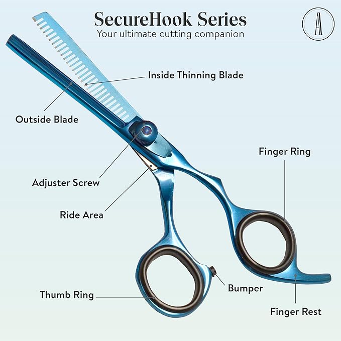 ANDUSTRIAL - Professional Hair Cutting And Thinning Scissors/Shears For Men/Women/Home/Salon - Premium High Carbon Steel Quality - Smooth And Sharp - 6.5 Inch, Blue