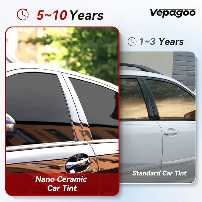 Vepagoo Nano Ceramic Car Window Tint Film 35% VLT- 24" in 100Ft Privacy Window Tint, Blocks UV/IR Rays, Heat & Glare - Scratch Resistance Car Window Film