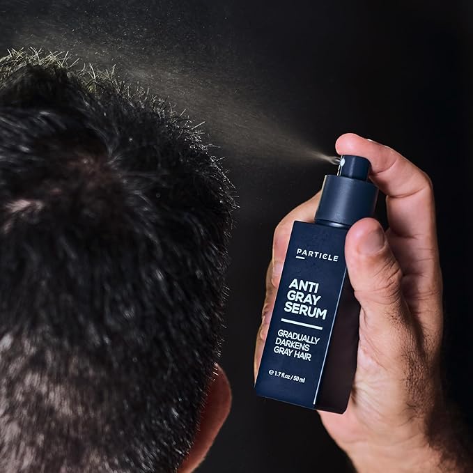 Particle Anti-Gray Serum for Men – Gradually Reduces Gray Hair on Head & Beard Without Dye – Natural Gray Reduction with Silverfree™, Vitamin A, Melitane & Allantoin – Peroxide & Ammonia Free