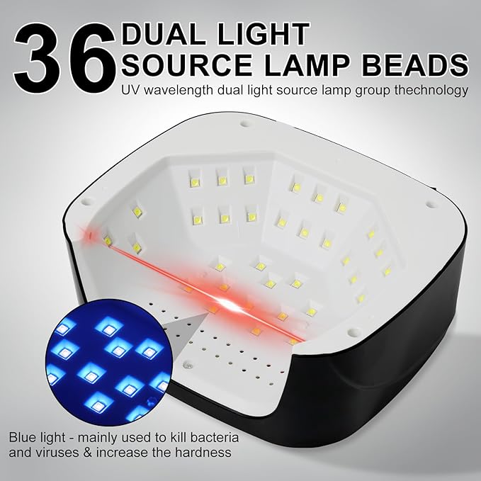 LIMEGIRL UV LED Nail Lamp Kit for Gel Polish Professional Fast Black Diamond Design Curing Dryer Light Set with 4 Timers and Gloves Cordless Rechargeable Nail Art Cure Machine at Home and Salon