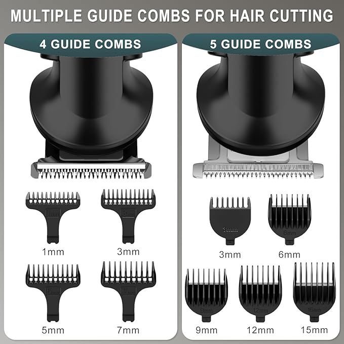 Hatteker 8-in-1 Mens Grooming Kit - Zero-Gap T-Blade Trimmer, IPX7 Waterproof Cordless Set with Hair Clipper/Beard Trimmer/Nose Trimmer, USB Rechargeable (1.5H Charge 180M Use) for Home & Travel