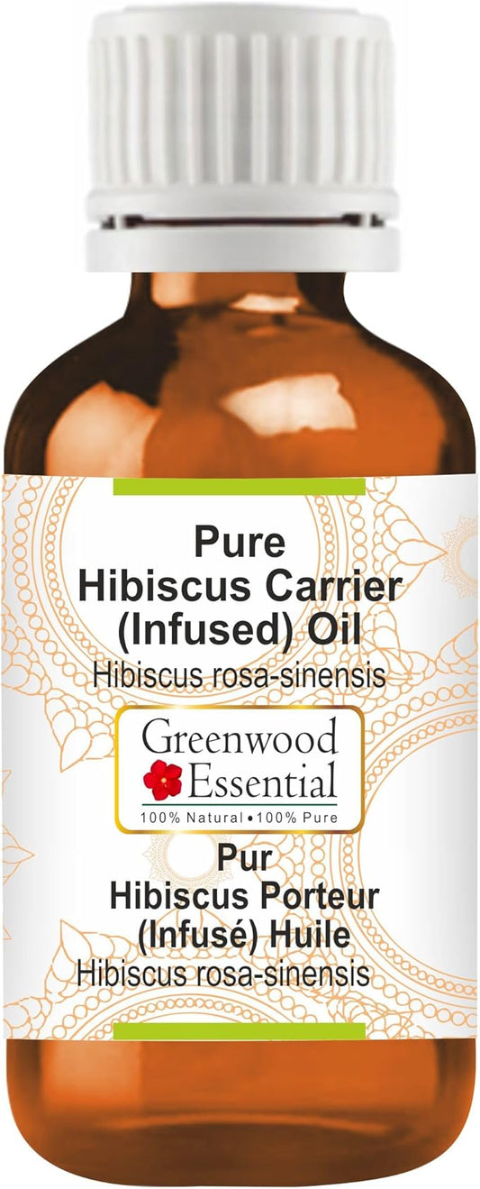 Greenwood Essential Hibiscus Oil (Hibiscus rosa-sinensis) | Traditionally Extracted | Adds Shine | Pure | Non-Sticky | Lightweight | For Hair Blends | For Men & Women | All Hair Types | 15ml (0.50 oz)