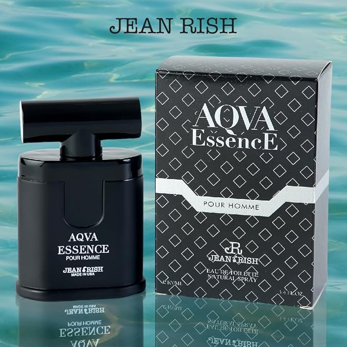 Jean Rish Aqva Essence Eau De Toilette - Perfume for Men (3.4 Fl Oz / 100ml) with Bergamot, Rosemary & Patchouli Notes - Long Lasting and Luxury Fragrance, Made in USA