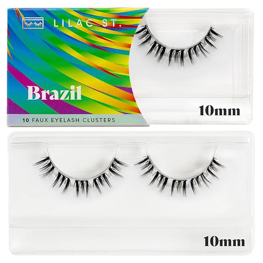 Lilac St - Brazil Dramatic Faux Eyelash Clusters (10mm) - Dense & Distinctive Look - DIY Lash Extension Wisps - Lightweight & Lifelike - Lasts 10 Days - Korean Silk - Cruelty Free, Vegan - 10 Lashes