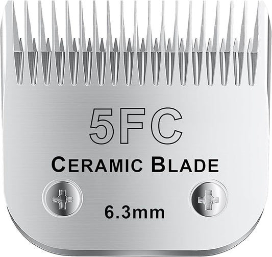 5FC# Detachable Pet Dog Grooming Clipper Ceramic Blade,Compatible with Andis Size 5FC Cut Length 1/4”(6.3mm),Compatible with andis/wahl/Oster Dog Clippers 1PCS