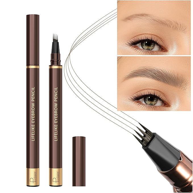 2 Pack Eyebrow Pen, Waterproof Microblading Eyebrow Pencil, 4 Tip Precise Eye Brow Makeup Pen for Women to Effortlessly Create Hair Like Natural Brows, Non Dry Out and Last All Day (Blonde)