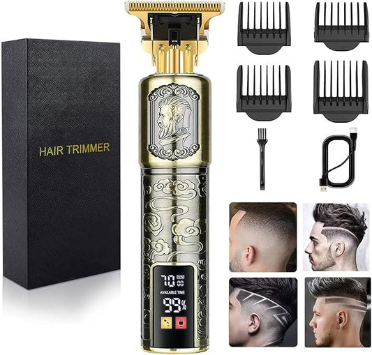 Hair Clippers for Men - Cordless T-Blade Trimmer - Professional Haircut & Grooming Kit - Rechargeable - LCD Display (Figure-03)