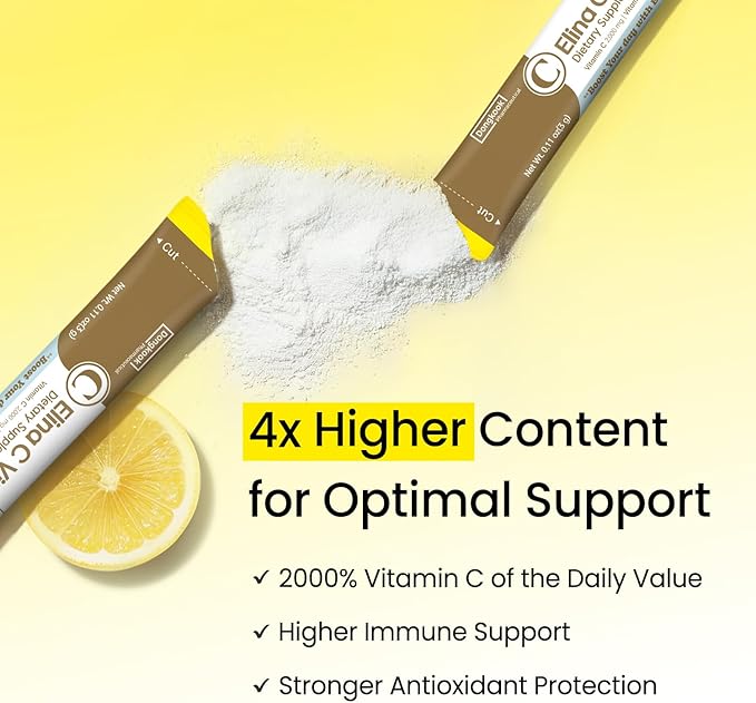 Vita Pop Vitamin C 2,000mg Korean High-Potency Daily Portable Zero Sugar Lemon Flavor Vitamin D & Biotin for Adults & Kids – Vitamin C Supplement for Immune Support, 100 Packets