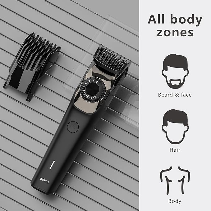 othos Hair Beard Trimmer,Cordless with Adjusting Wheel, USB Type C Rechargeable, 2 Guide Combs,Cleaning Brush