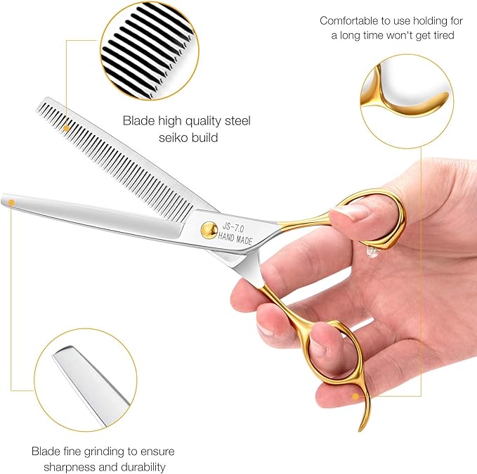 JASON 7.5" Thinning Shears for Dogs 40-Teeth Dog Grooming Blending Shear Professional Pet Thinners Blender Scissors Trimming Kit for Groomers Christmas Gift