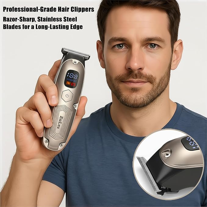 Multifunctional Hair Clipper with LED Screen, Cordless Rechargeable Beard Trimmer, Body Groomer with 10 Accessories for Men Women Home Travel Use