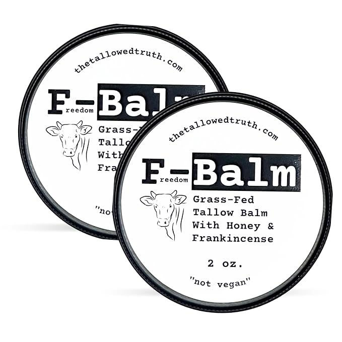 The Tallowed Truth F-Balm Tallow – Grass-fed, Grass-finished Tallow – 5 Ingredients Only – Canadian-made All Purpose Tallow Balm – Made in Canada – Tallow for Face & Body (2 oz (2-Pack), Original)