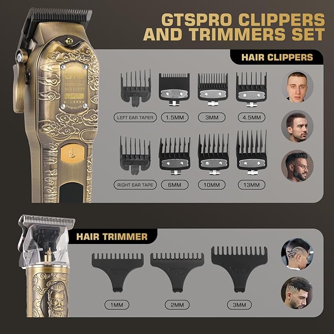 Professional Hair Clippers for Men Set, Electric Haircut Kit Mens Cordless Hair Clipper for Barbers