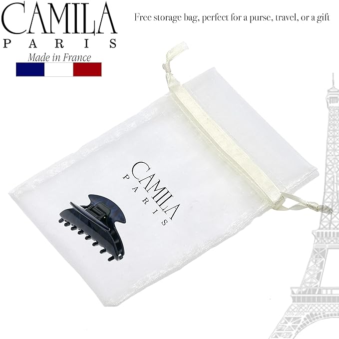 Camila Paris CP3267 French Hair Clip for Women, Small 2.75 inch Handmade, Blue, Girls Hair Claw Clips Jaw Fashion Durable Styling Hair Accessories for Women, Strong Hold No Slip Grip. Made in France