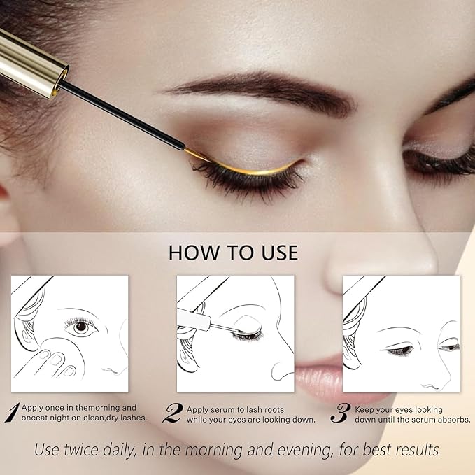 Eyelash Growth Serum – Lash Serum for Eyelash Growth with 15 Plant Extracts for Longer Thicker Fuller Lashes Nourishing Formula to Enhance Natural Beauty Hypoallergenic Oil Free lash growth serum -3ml