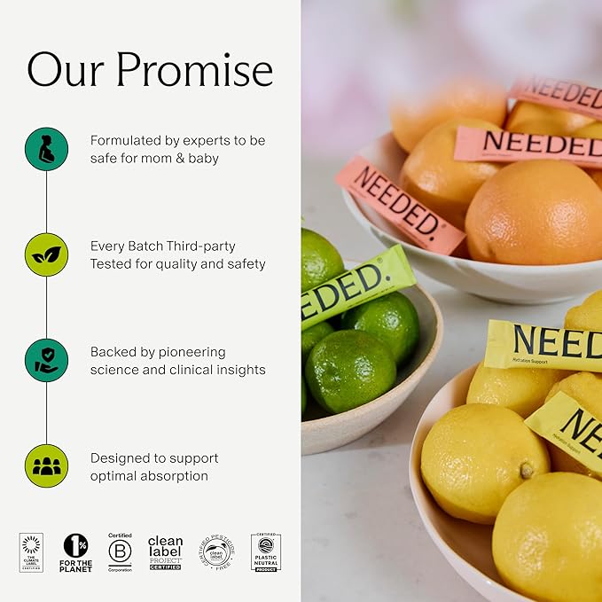 Needed. Hydration Support with Electrolytes & Trace Minerals – Electrolytes for Pregnancy & During Lactation - 30 Hydration Packets Lightly Sweetened with Real Fruit, Variety