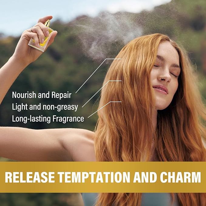 TRIXES Hair Perfume, Mist with Pheromones for Women, Long Lasting Hair Fragrance Spray, Nourishing Anti-Frizz Perfume for Dry Damaged Hair, Premium Scent to Remove Odors, 50ML