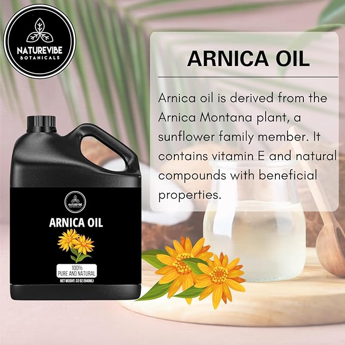 Naturevibe Botanicals Arnica Oil 32 Ounces | 100% Pure and Natural | Great for Skin Care and Hair Care
