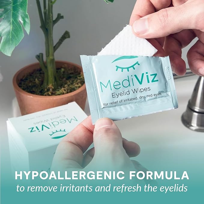 Eyelid Cleanser Wipes - 30 Single-Use Towelettes - Gentle, Hypoallergenic Eyelid Wipes for Soothing Itchy Eyes, Removing Debris & Eye Makeup, and More