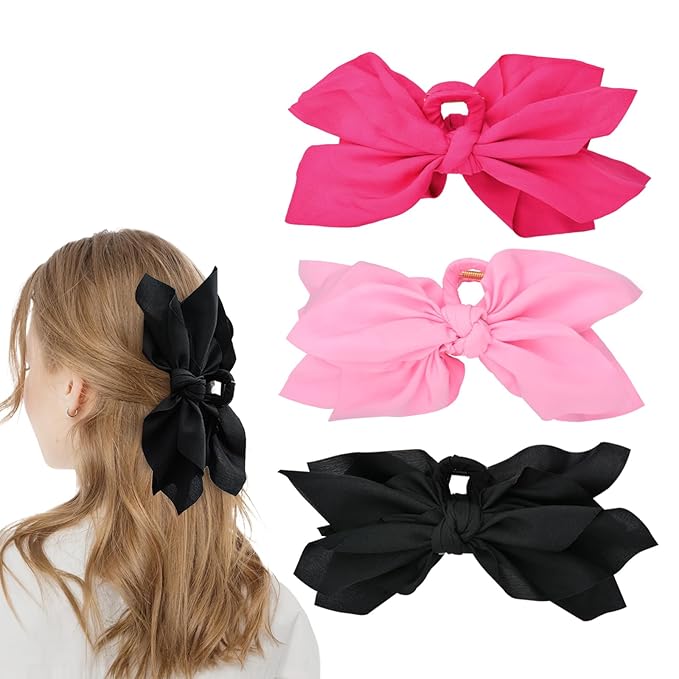Bow Claw Clips Hair Clips Big Hair Bows for Women Butterfly Styling Large Hair Clips for Thick Hair for Girls Hair Accessories for Teen 3PC