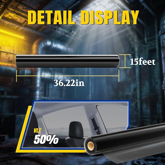 ARANA Nano Ceramic Car Window Tint Film 50% Percent - 36" x15FT Heat & UV Blocking, Privacy Anti-Glare, Scratch & Explosion Proof Tinted Film for Cars & Trucks